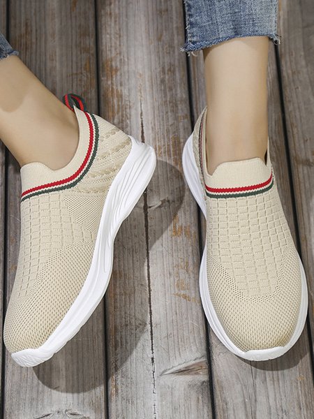 

Breathable Lightweight Cushioning Slip-On Flat Sneakers, Khaki, Sneakers