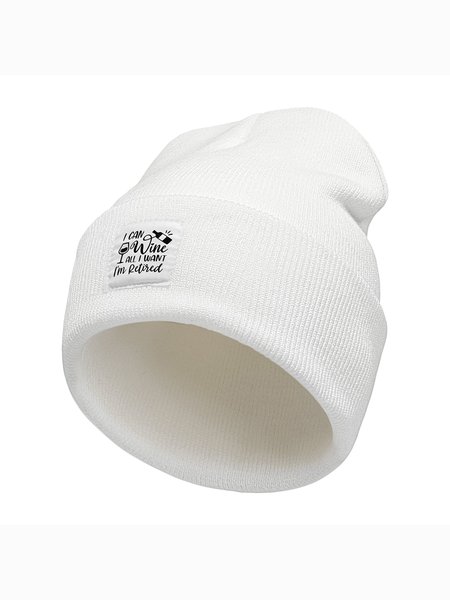 

I Can Wine All I Want I'm Retired Funny Graphic Beanie Hat, White, Hats