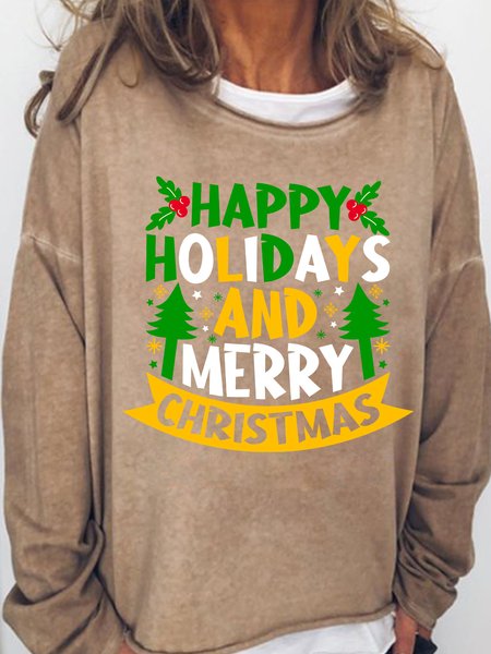 

Lilicloth X Jessanjony Happy Holidays And Merry Christmas Women's Sweatshirt, Light brown, Hoodies&Sweatshirts