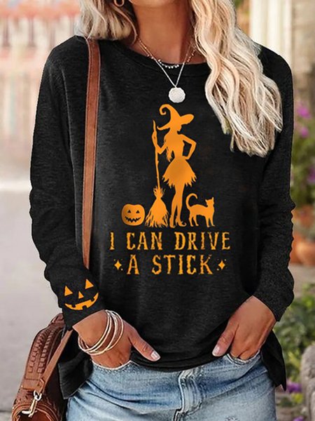 

Crew Neck Loose T-Shirt Halloween, Black, T-shirts