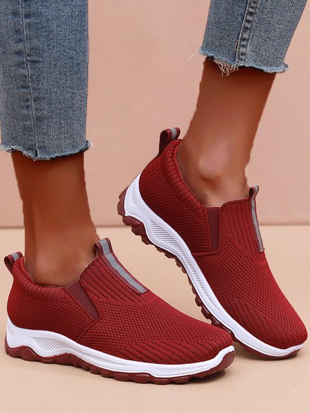 

Stylish Paneled Casual Lightweight Flyknit Sneakers, Red, Sneakers