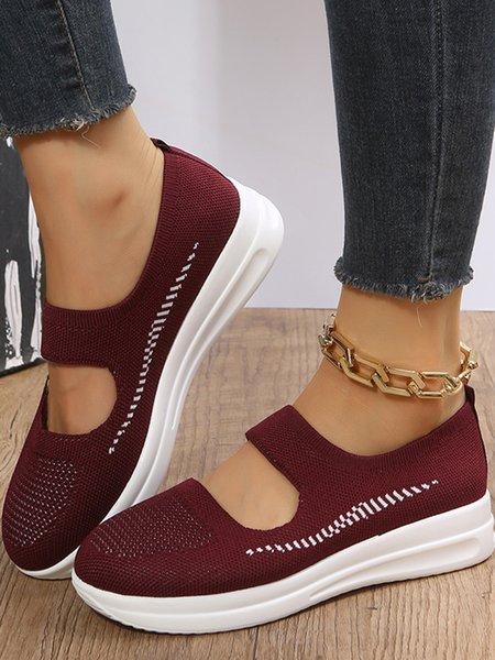

Lightweight Soft Sole Casual Flyknit Sneakers, Red, Sneakers