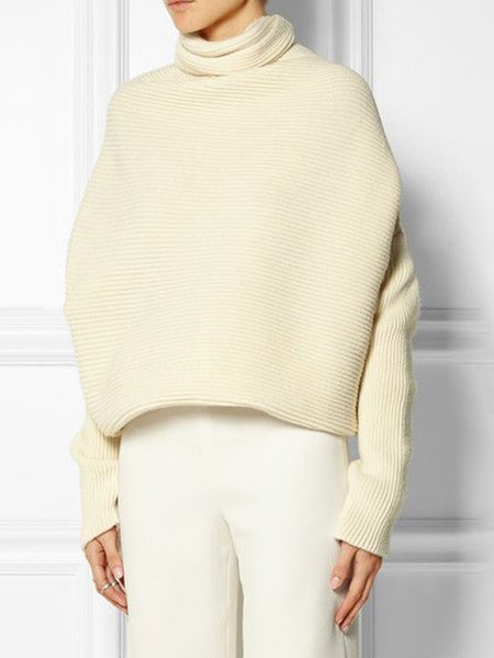 

Long sleeve Urban Turtleneck Plain Sweater, Beige, Pullovers