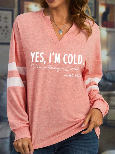 

Women I’m Cold Letters Regular Fit Casual Sweatshirt, Pink, Hoodies&Sweatshirts