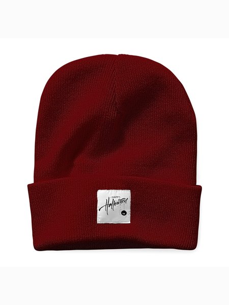 

Happy Halloween Graphic Beanie Hat, Wine red, Hats
