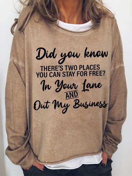 

Women Places You Can Stay For Free Cotton-Blend Simple Sweatshirt, Khaki, Hoodies&Sweatshirts