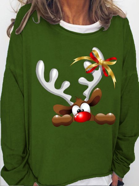 

Womens Christmas Crew Neck Sweatshirt, Green, Hoodies&Sweatshirts
