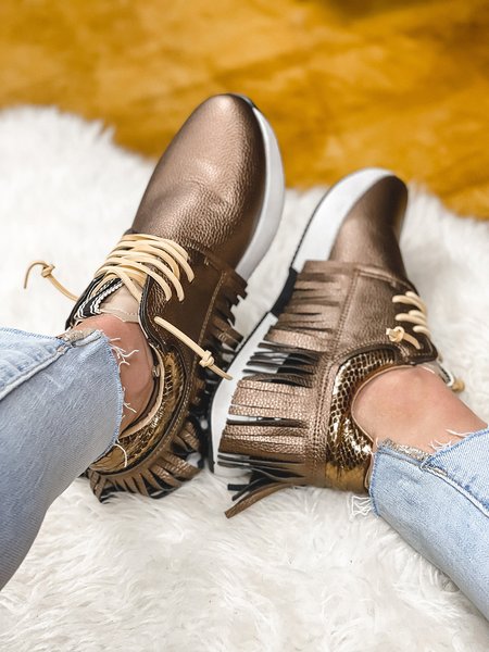 

Tassel Stitching Fashion Casual Sneakers, Brown, Sneakers