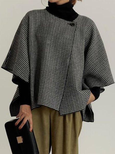 

Loose Urban Plaid Three Quarter Jacket, Black, Jackets