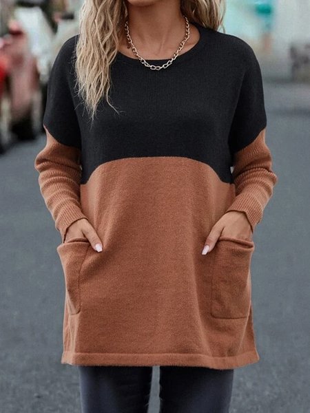 

Color Block Plain Wool Dress Plus Size, Multicolor, Dresses