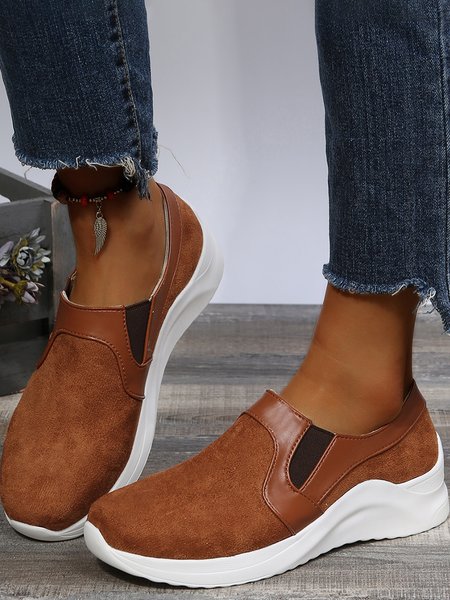 

Lightweight Platform Platform Heel Colorblock Sneakers, Brown, Sneakers