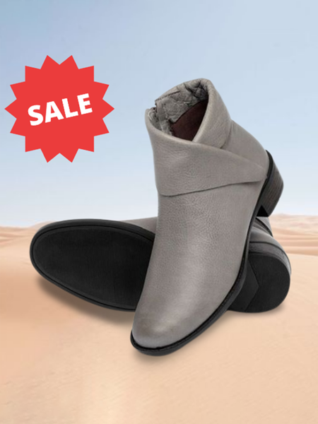 

Hemmed Cuff Design Casual Short Boots, Gray, Boots