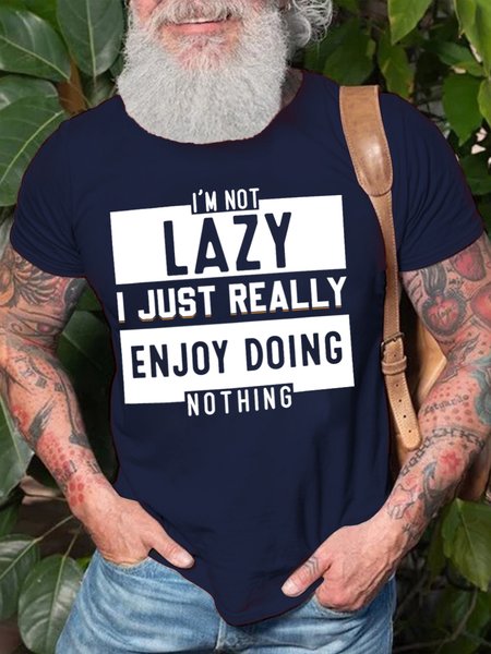 

Lilicloth X Abu I'm Not Lazy I Just Really Enjoy Doing Nothing Men's T-Shirt, Purplish blue, T-shirts
