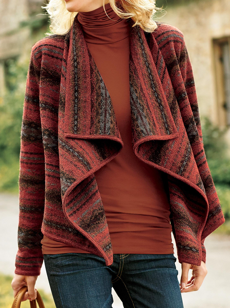 

Boho Shawl Collar Loose Other Coat, Multicolor, Cardigans