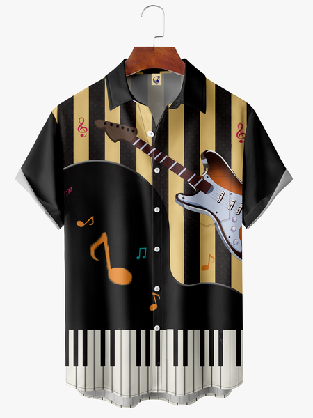 

Music Guitar Pocket Short Sleeve Shirt, Black, Short Sleeve Shirts