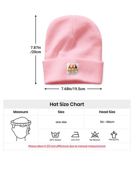 

I Love Fall Most Of All Gnomes Halloween Pumpkin Thanksgiving Fall Graphic Beanie Hat, Pink, Hats