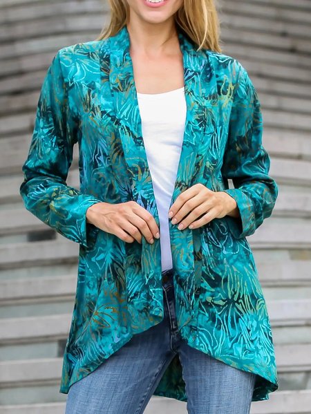 

Loose Gradient Pattern Casual Other Coat, Cyan, Cardigans