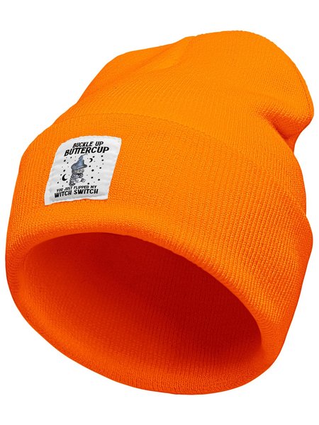 

Buckle Up Buttercup Animal Graphic Beanie Hat, Orange, Hats