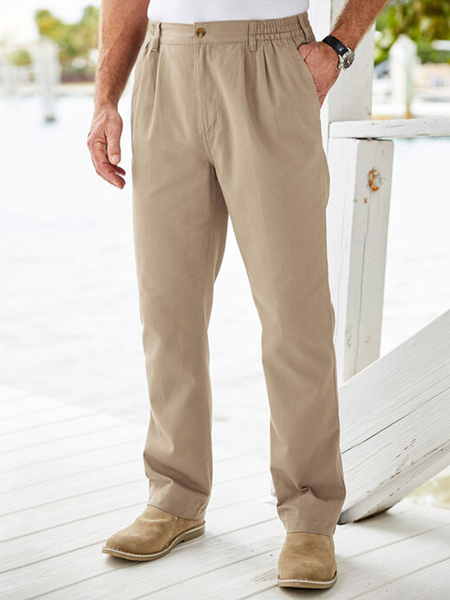 

Khaki clean color trousers casual style, As picture, Men's pants