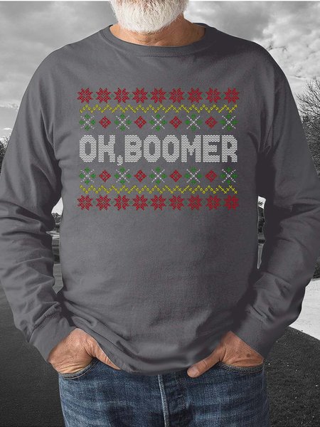 

Men Oh Boomer Snow Marry Christmas Sweatshirt, Gray, Hoodies&Sweatshirts