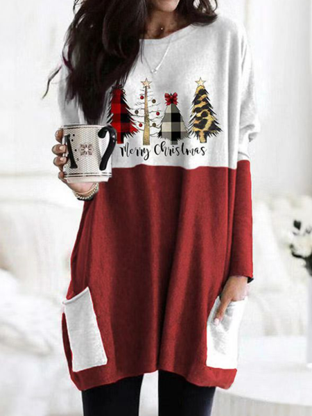 

Casual Crew Neck Christmas Dresses, Red, Dresses