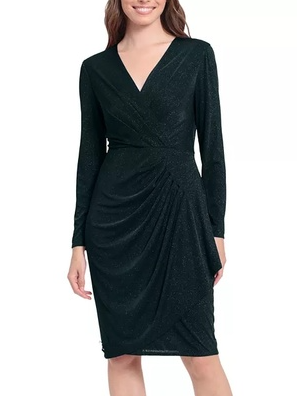 

Urban V Neck Shiny Dress, Darkgreen, Dresses