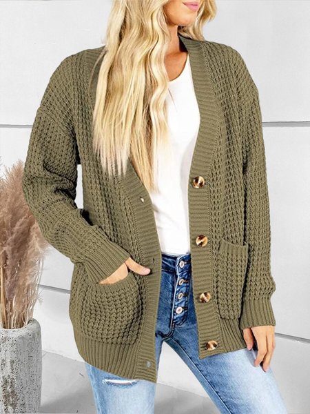 

Casual Yarn/Wool Yarn Loose Sweater Coat, Green, Sweaters
