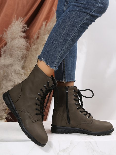 

Soft Sole Casual Short Boots, Army green, Boots
