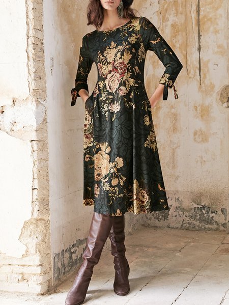 

Regular Fit Crew Neck Ethnic Dresses, Black, Dresses