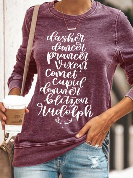 

Womens Letter Christmas Casual Sweatshirt, Red, Hoodies&Sweatshirts