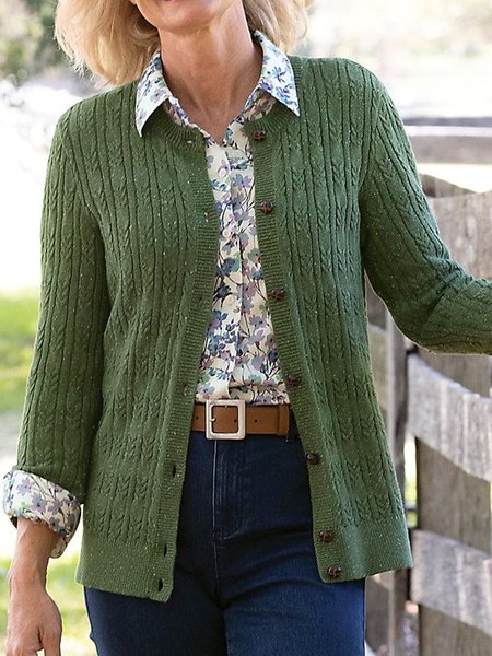 

Vintage button twist cardigan plus size, Green, Cardigans