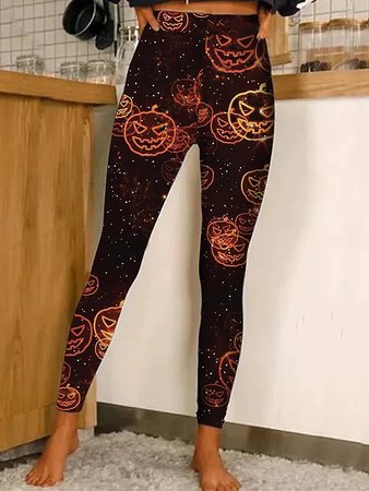 

Tight Casual Halloween Leggings, Black, leggings