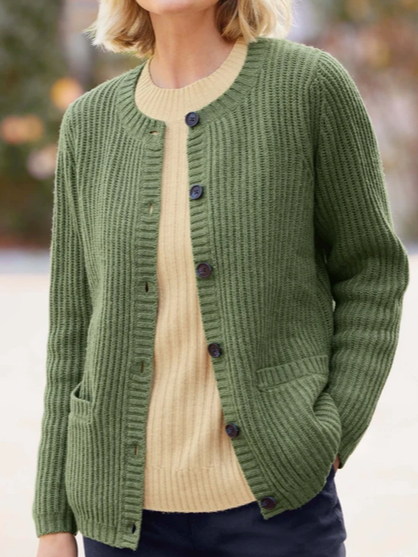 

Loose Crew Neck Sweater Coat, Green, Outerwear