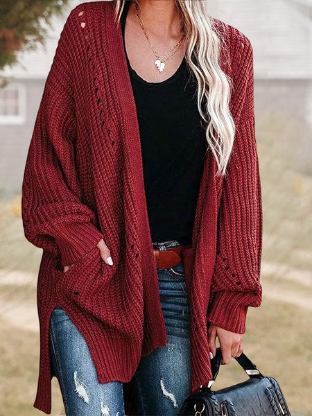 

Christmas Loose Cross Neck Sweater Coat, Red, Cardigans