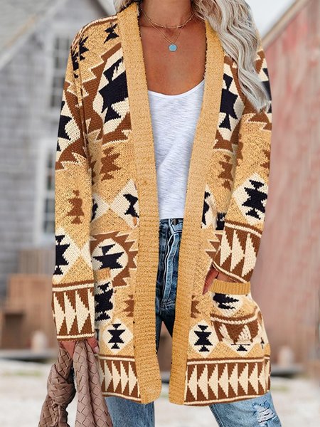 

Vintage Yarn/Wool Yarn Loose Sweater Coat, Multicolor, Sweaters