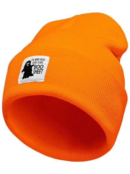 

Lilicloth X Paula I'm Too Old for This Boosheet Halloween Graphic Beanie Hat, Orange, Hats