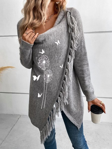 

Dandelion Yarn/Wool Yarn Casual Turtleneck Casual Sweater, Gray, Sweaters