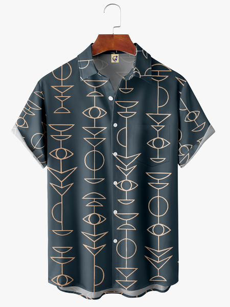 

Geometric Pocket Short Sleeve Shirt, Blue, Short Sleeve Shirts