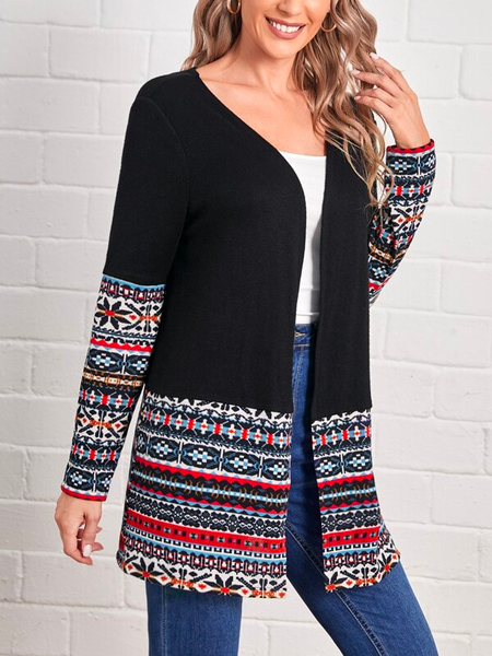 

Yarn/Wool Yarn Ethnic Boho Blazer, Multicolor, Outerwear