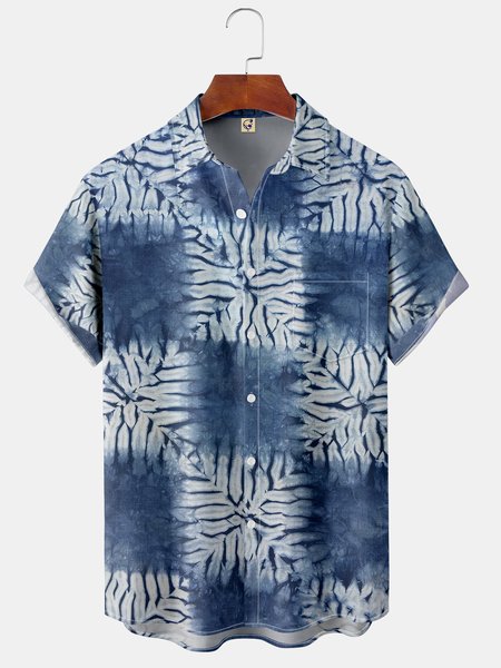 

Tie Dye Pocket Short Sleeve Shirt, Blue, Short Sleeve Shirts