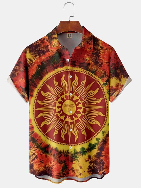 

Floral Tie Dye Pocket Short Sleeve Shirt, Red, Short Sleeve Shirts