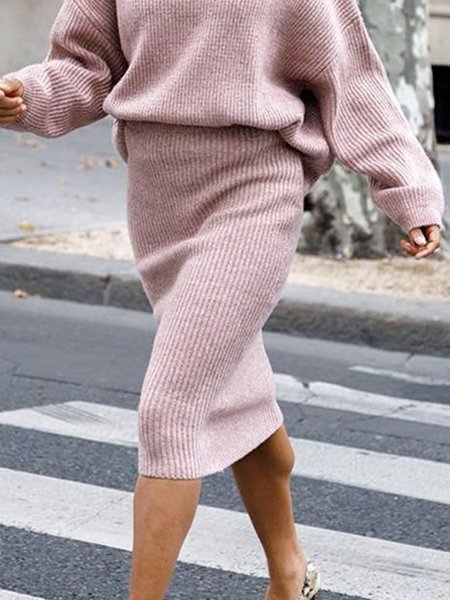 

Tight Plain Elegant Midi Skirt, Pink, Skirts
