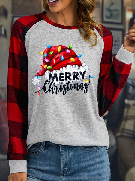

Women Funny Christmas Simple Long sleeve Top, White, Long sleeves