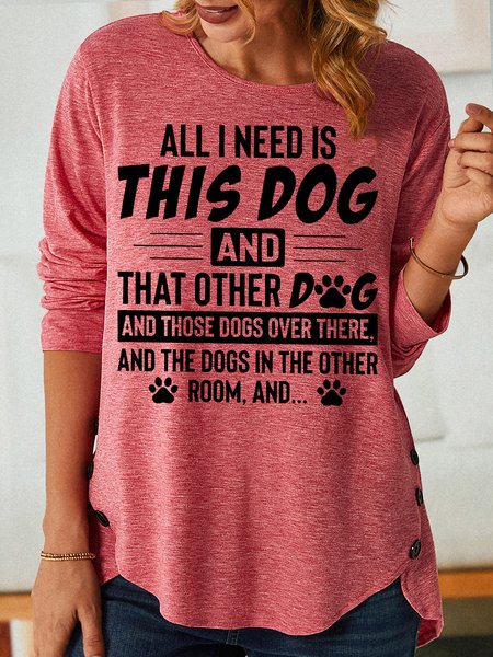 

Womens Funny Dog Lover Casual Top, Pink, Long sleeves