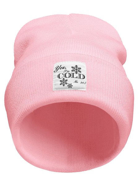 

Yes I’am Cold Text Letter Funny Beanie Hat, Pink, Hats
