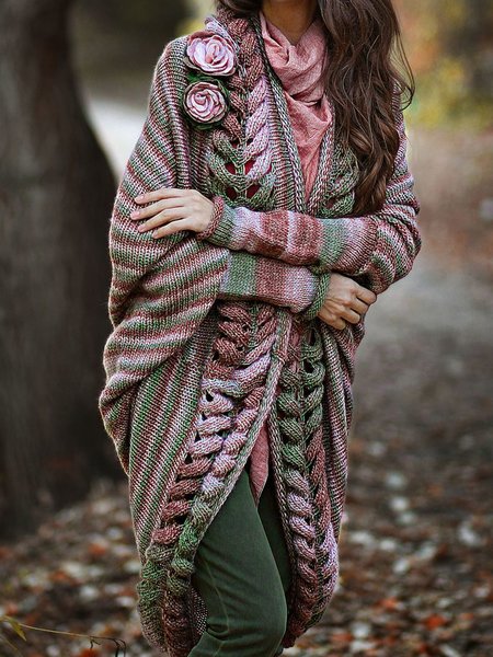 

Vintage Gradient Stripe Cardigan Plus Size, Multicolor, Cardigans