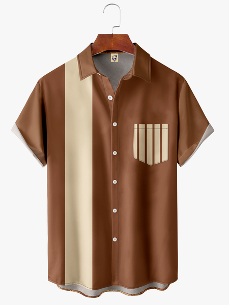 

Geometric Pocket Short Sleeve Shirt, Coffee, Short Sleeve Shirts