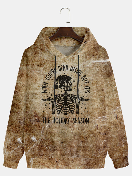 

Distressed Skull Lettering Print Hoodie, Brown, Hoodies&Sweatshirts
