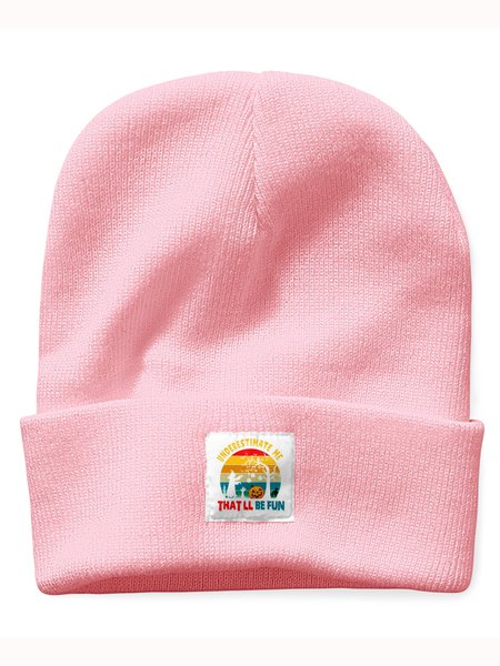 

Underestimate Me That'll Be Fun Halloween Graphic Beanie Hat, Pink, Hats