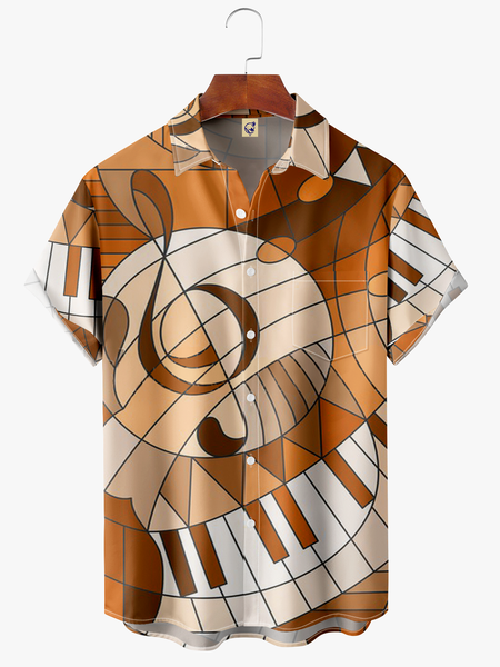 

Music Pocket Short Sleeve Shirt, Khaki, Short Sleeve Shirts